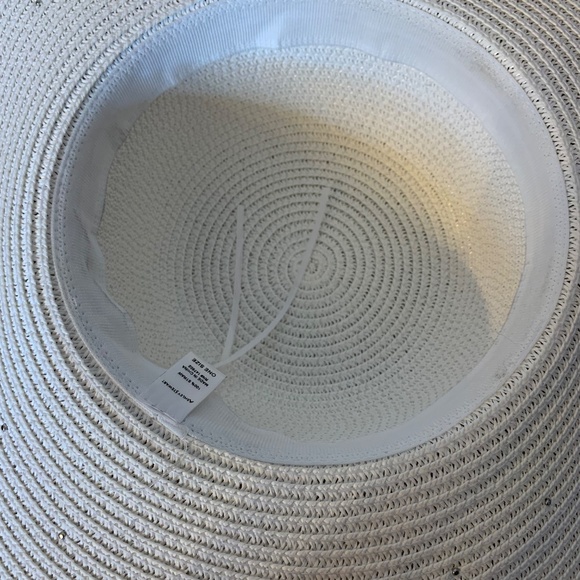 White Ashley Stewart Floppy Hat with Faux Diamond Studs - Picture 4 of 6